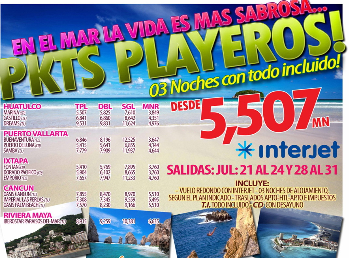 Viajes a la Playa en Mexico Paquetes avion hotel Cancun Online