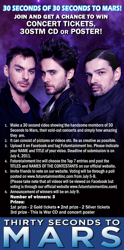 30 Seconds to Mars CONCERT TICKETS!!! from Futuretainment Blog for